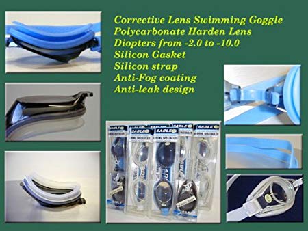 Corrective Nearsighted Swimming Goggles, smoke-10.0