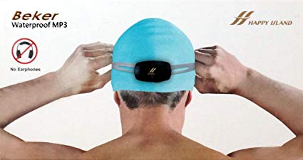Swimmers Music Speaker/Player BONE CONDUCTION - Waterproof - Fits on goggles or in cap | World's First of it's kind MP3/WMA/WAV