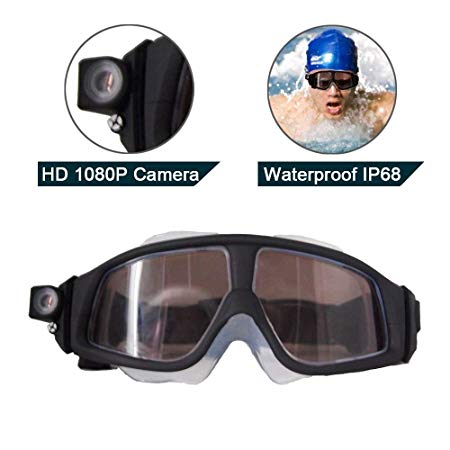 Wosports Underwater Snorkeling Goggle Camera 1080P 5MP Swimming Goggles Action Video Snorkel Cameras Camcorder 10meter/33foot Waterproof IP68 120 Degree Wide Angle Lens with 8GB TF Card(Black)