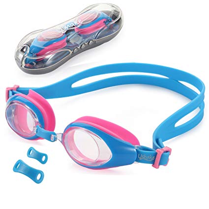 UShake Kid Swim Goggles, Anti-fog Lens Soft Silicone Frame Child Swimming Goggles for Kids and Early Teens with 3 Nose Pieces