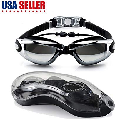 Swim Goggles, Swimming Glasses for Adult Men Women Youth Kids, Anti Fog No Leaking UV Protection Wide View Swim Goggles black