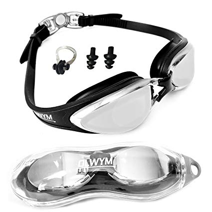 OLWYM Swim Goggles - Swimming Goggles For Men, Boys, Women, Adult, Youth & Kids - Triathlon Non Leak, Anti-Fog, UV Protection, Clear Vision - Free Google Case, Nose Clip & Ear Plugs - Mirrored