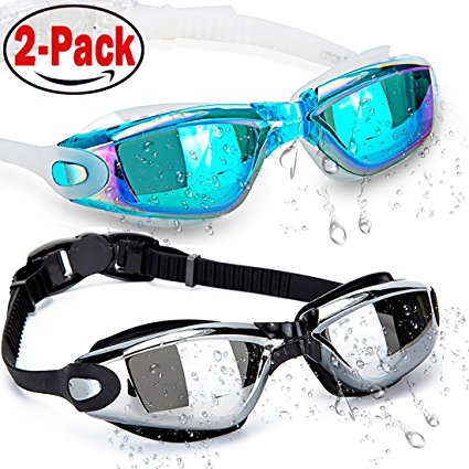 HOOLRO Swim Goggles, Pack of 2, Swimming Goggles,Swim Goggles for Adult Men Women Youth Kids Child, Anti Fog UV Protection Lenses