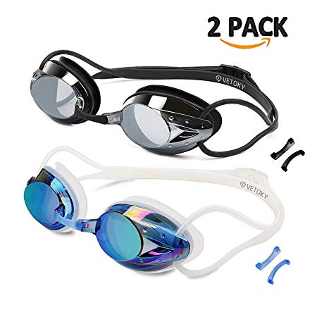vetoky Swim Goggles Swimming Goggles No Leaking Anti Fog UV Protection Triathlon Mirrored Racing Goggles for Adult Men Women Youth Kids Child - Swim Like A Pro