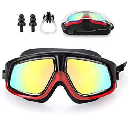 ToySharing Large Frame Swimming Goggle Prescription with Optical Corrective UV Protection Anti-Fog Lenses Swim Glasses by