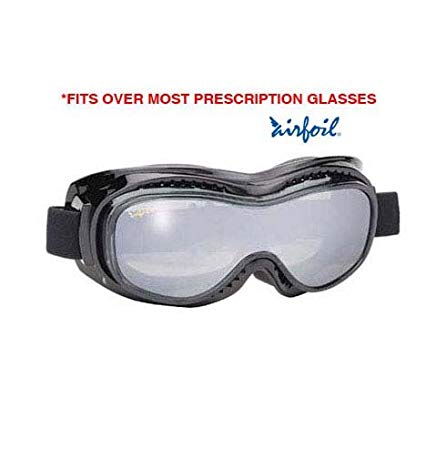 Airfoil Black Goggles With Anti Fog Smoke Silver Mirror Polycarbonate Lens With - One Size
