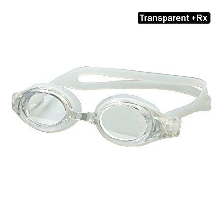 Krafty Eye Glasses Rx Swim Goggles (Power +5.0) CLEAR(for Kids, Teen & Adults includes all 3 bridge sizes S,M,L)