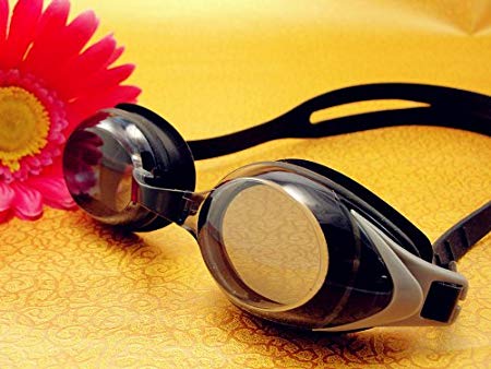 Krafty Eye Glasses Rx Swim Goggles (Power +5.0) Black (for Kids, Teen & Adults includes all 3 bridge sizes S,M,L)