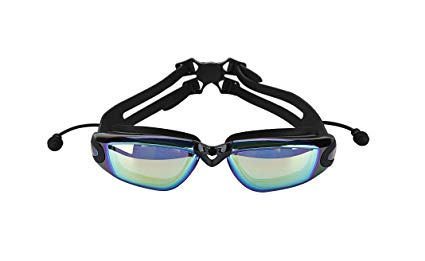 New Swim Goggles with a Ear Plug Connect to-100% Highest Grade UV Protection and Anti-fog,Goggles Case Included
