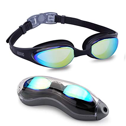 Aegend Swim Goggles, Swimming Goggles With Streamline Design - Soft Nose Piece - Premium UV Protection Anti-Fog and 180 Degree Vision, Triathlon Goggles for Adult Men Women Youth 5 choices