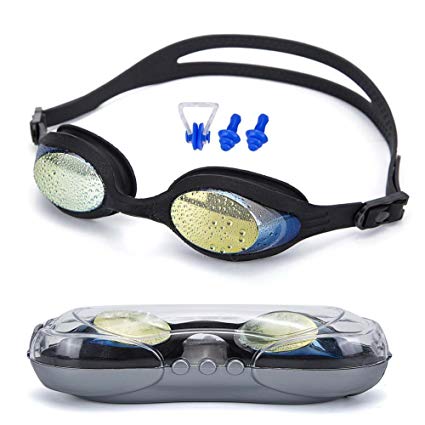 MAIMAI Swimming Goggles, Triathlon Swim Goggles, Anti-Fog Anti-UV，Sealed Waterproof Goggles Protection Equipment + Nose Clip + Earplugs