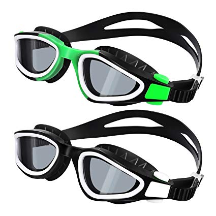 OMORC Swimming Goggles with Anti-Fog and Anti-UV Lenses, Anti-Glare Mirror, Soft Silicone Frame and Gaskets, Adjustable Head Strap and Nose Bridges for Adult Men and Women