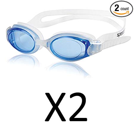 Speedo Hydrosity Swim Goggle Durable Anti Fog Goggles Blue 7500633-004 (2-Pack)