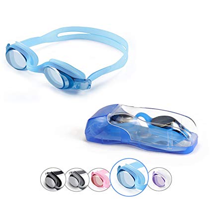 Sprive Junior Swim Goggles, Freestyle Anti-Glare Mirror Coat Lens (Age 6-14) with Protective Case, Nose Clip & Ear Plugs. UV Protection, 100% Silicone, Hypoallergenic, Waterproof, Soft, Comfortable.