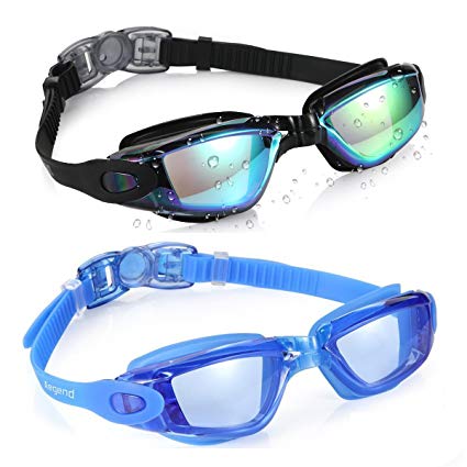 Aegend Swim Goggles, Pack of 2 Swimming Goggles Crystal Clear No Leaking Anti Fog UV Protection Triathlon Swim Goggles with Free Protection Case for Adult Men Women Youth Kids Child, 4 Choices