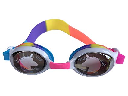 Aqua2ude Rainbow Unicorn Swim Goggles Super Anti-Fog Kids Girls Youth Swimming