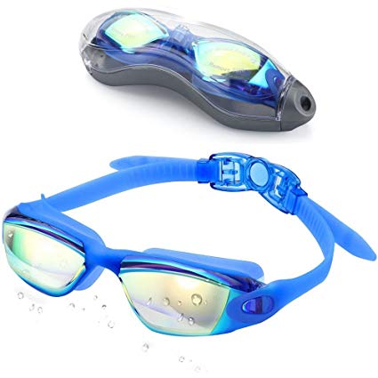 Alfway Swim Goggles, Goggles Non fogging and Swimming glasses No Leaking UV Protection Adjustable goggles with Free Protection Case for Women Men Adult Kids Youth Boys Girls