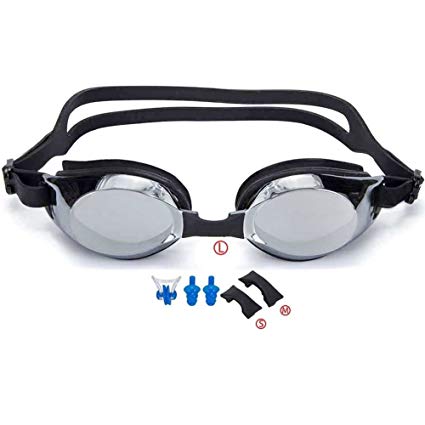 luyiwujinshipin Swiming Goggles No Leaking Anti Fog UV Swim Goggles for Adult Men Women Kids Swim Goggles with Nose Clip, Ear Plugs, Protection Case and Interchangeable Nose Bridge …