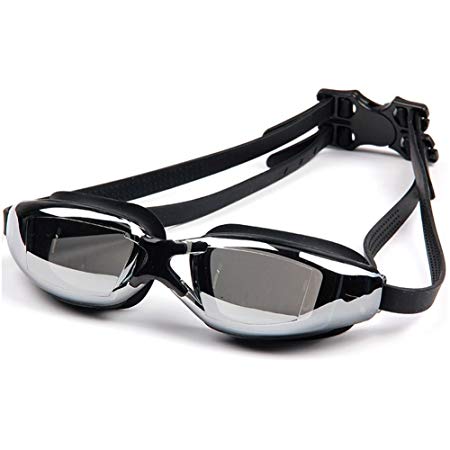 Evebright Black Uv Prescription Swim Goggles for Men Anti Fog -1.5 to -8.0