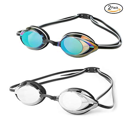 DARIDO Swim Goggles,Swimming Goggles Anti Fog UV Protection No Leaking,Best Clear Vision Competition Training Triathlon Swim Goggles of 2 Pack for Adult,Men,Women,Youth,Kids