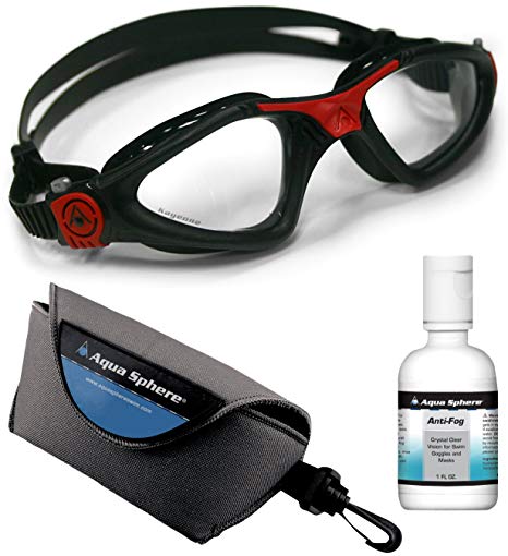 Aqua Sphere Kayenne Swim Goggles with Protective Mask Case & Anti-fog, Adult Swim Set