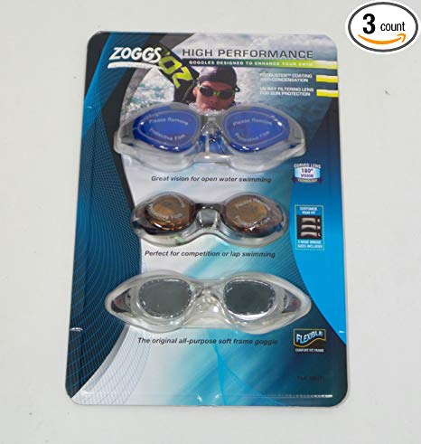 Zoggs 3 Pack High Performance Swimming Goggles Designed To Enhance Your Swim