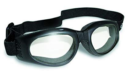 Air Jacket Foldable Goggles Black Frame Clear Lenses Side Venting, Soft Airy Foam, good for smaller faces, suggested retail of 12.95. Shatterproof Scratch Resistant Polycarbonate Lenses