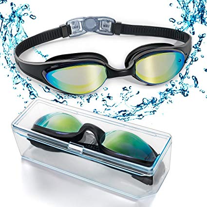 HYX Swim Goggles, Swimming Goggles with Flexible Soft Nose Bridge & Coloured Mirror Lenses, No Leaking Anti Fog Uv Protection Triathlon Swim Goggles for Adult Men Women Youth Kids