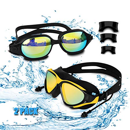 Innens Swim Goggles, Wide and Clear View Anti Fog No Leaking UV Protection Swimming Goggles for Men Women Adult Young Swimmer