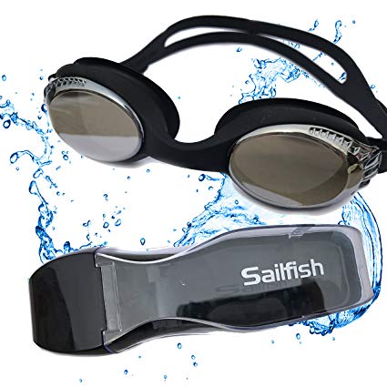 Swim Goggles - Anti Fog - Mirror Coating - Latex Free - Adjustable Strap - Clear Vision - No Leak Design - Free Protective Case - For Adults