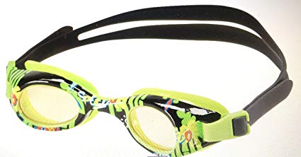 Kids Glide Print Swimming Goggles, Black/Lime Green Design, Latex-Free, UV Protection, Anti-Fog, Flex Fit for Recreational Swimmers Ages 3-8 Years Old
